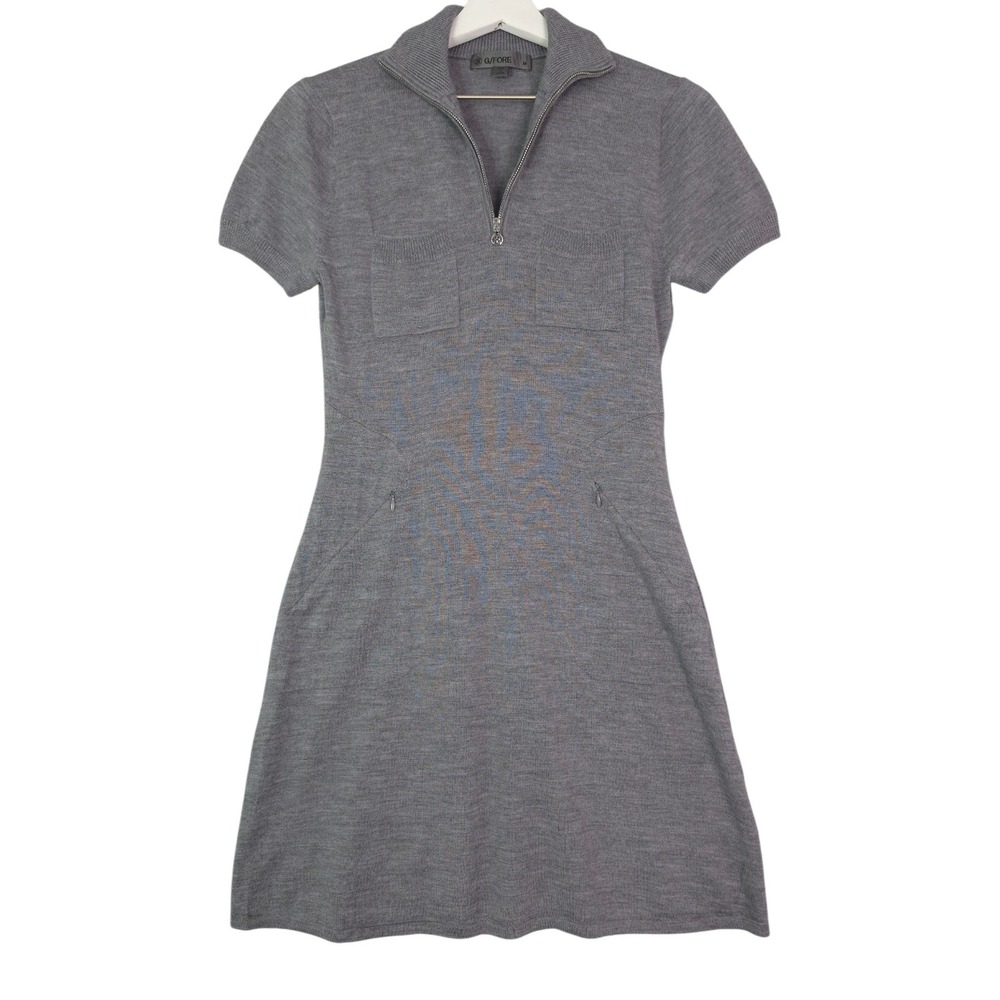 G/FORE Quarter Zip Short Sleeve Knit Golf Dress Women Medium Gray Wool Blend